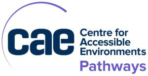 CAE Pathways logo purple swoop over letters and text